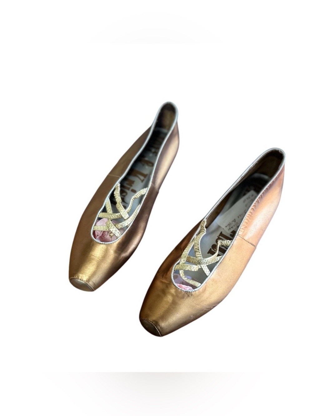 Vintage Jeff & Kristi Metallic Gold Women’s Ballet Flats